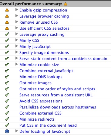Google site speed warning