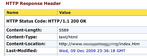 Response header del sito