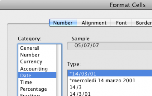 Formattazione cella, excel