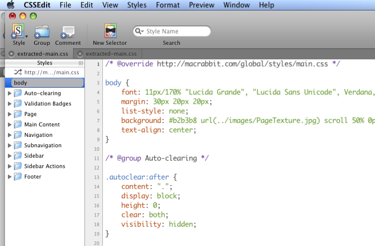 CSS Edit - Mac Rabbit